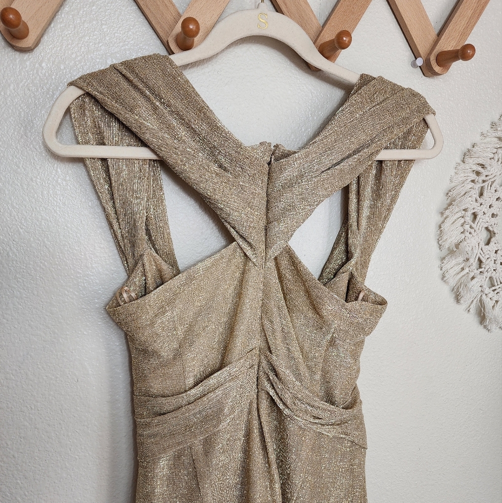 Talbot Runhof Off-The-Shoulder Gathered Metallic Voile Wide-Leg Jumpsuit… - Picture 8 of 16